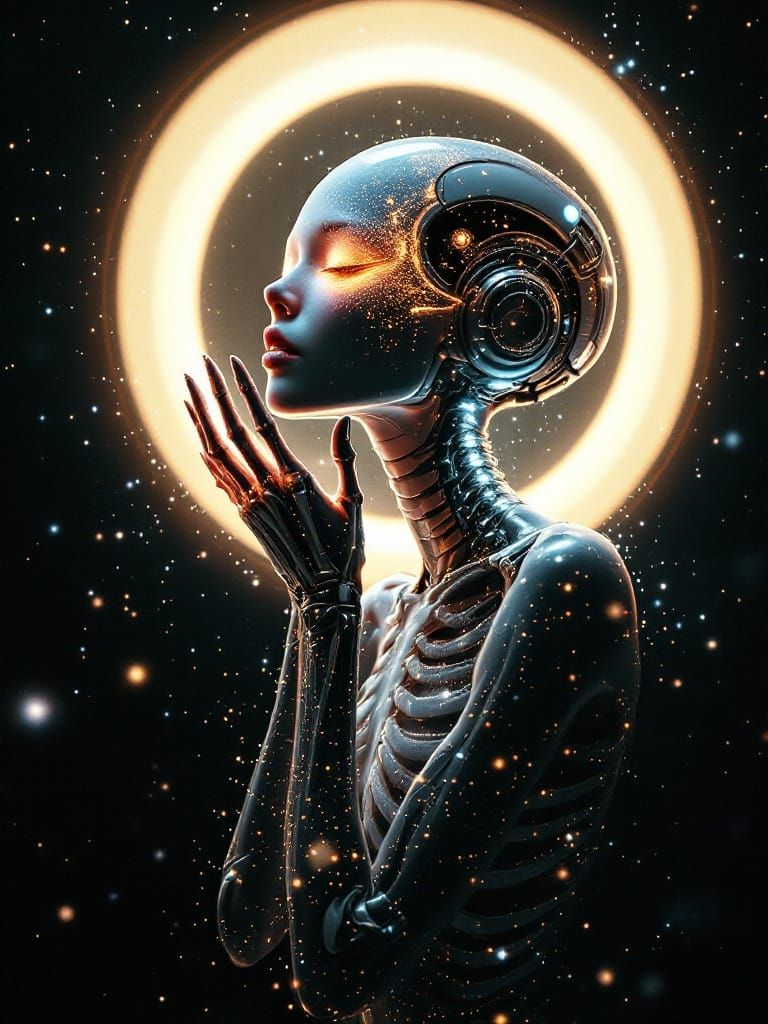 Surreal Celestial Being Illuminates Dreamlike Blackness