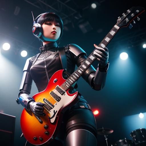 Robots Play Guitar in Band Show: Photography