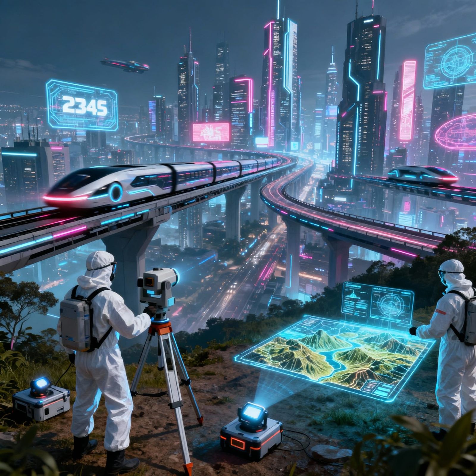 Futuristic Cityscape 2345 With Advanced Vehicles and Expansi...