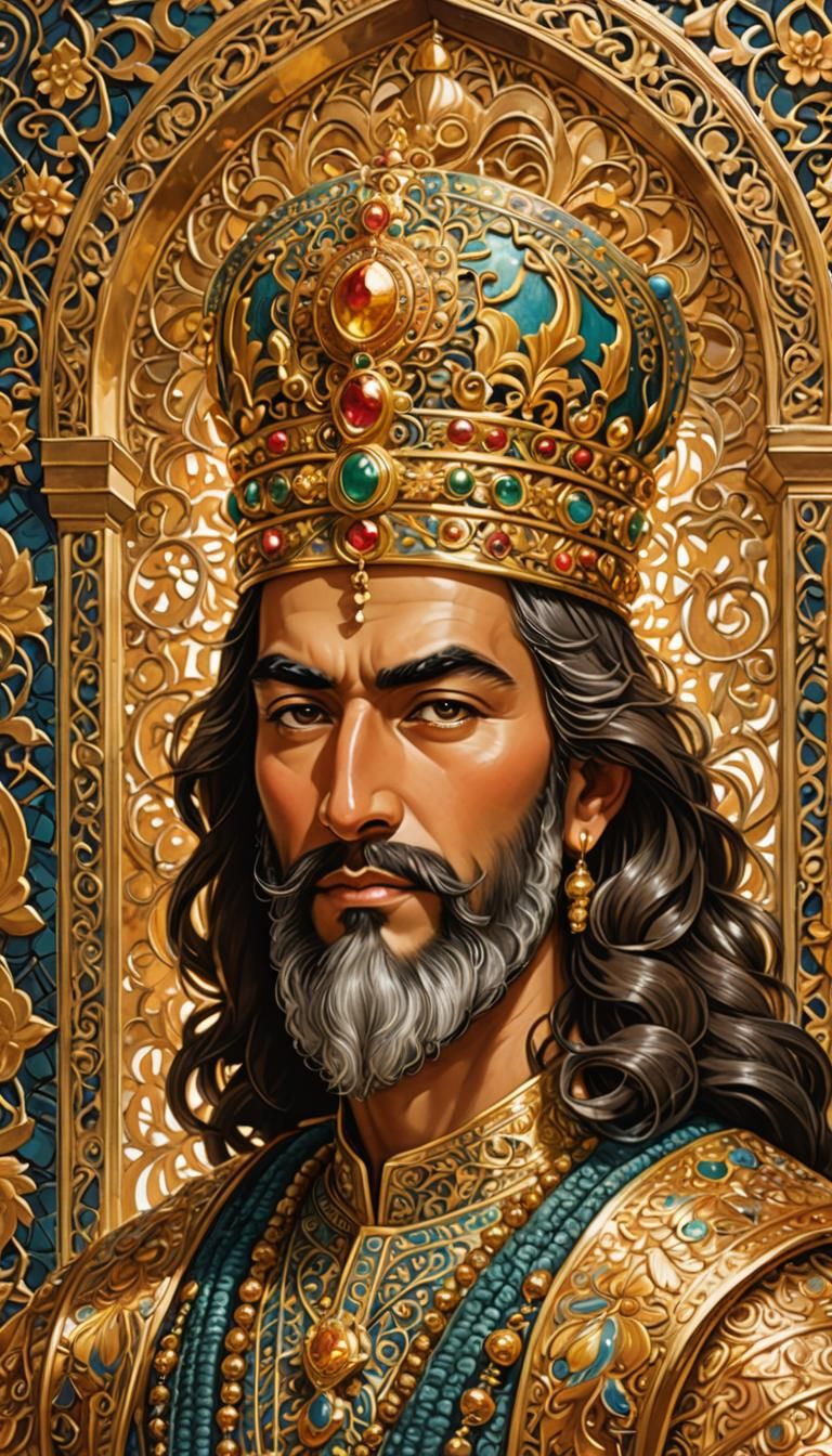 Historical Portrait of the Achaemenid King in Grand Persian....
