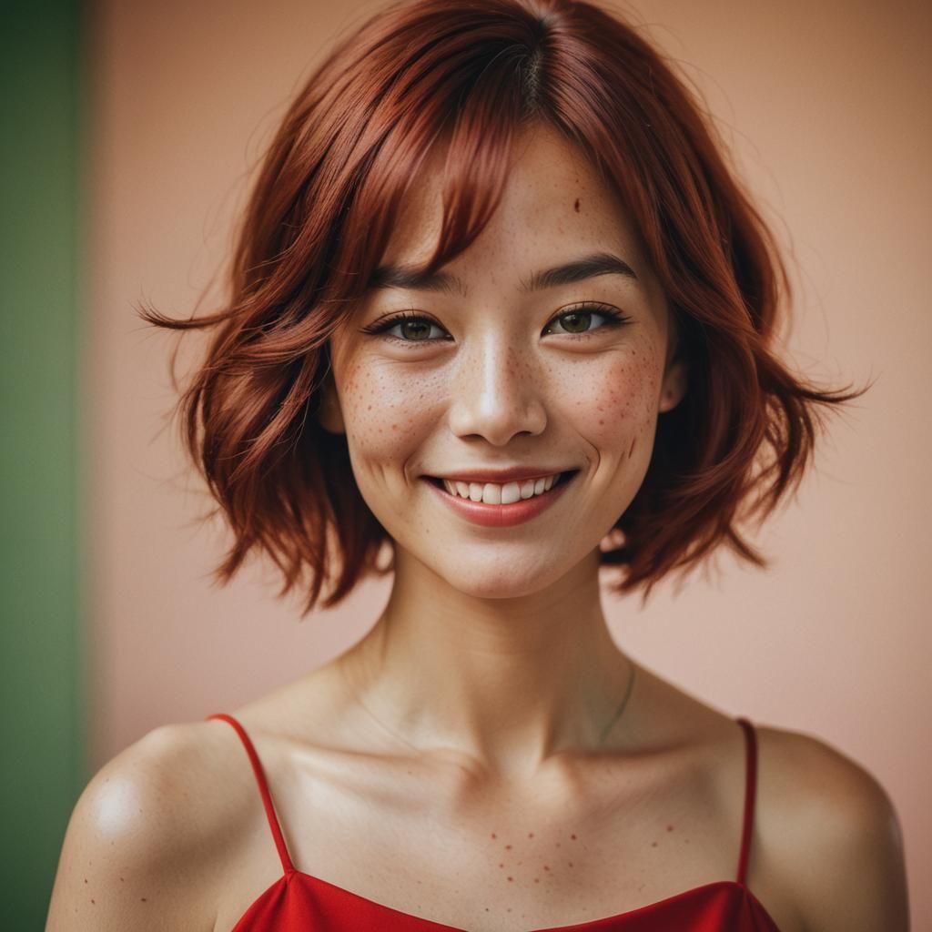 Smiling Woman with Red Hair Portrait