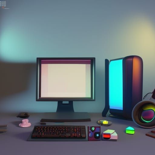 Gaming Computer as Pixar Style 3D Art