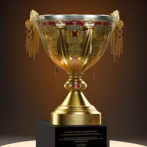 Golden Cactus Trophy in Art Nouveau Style