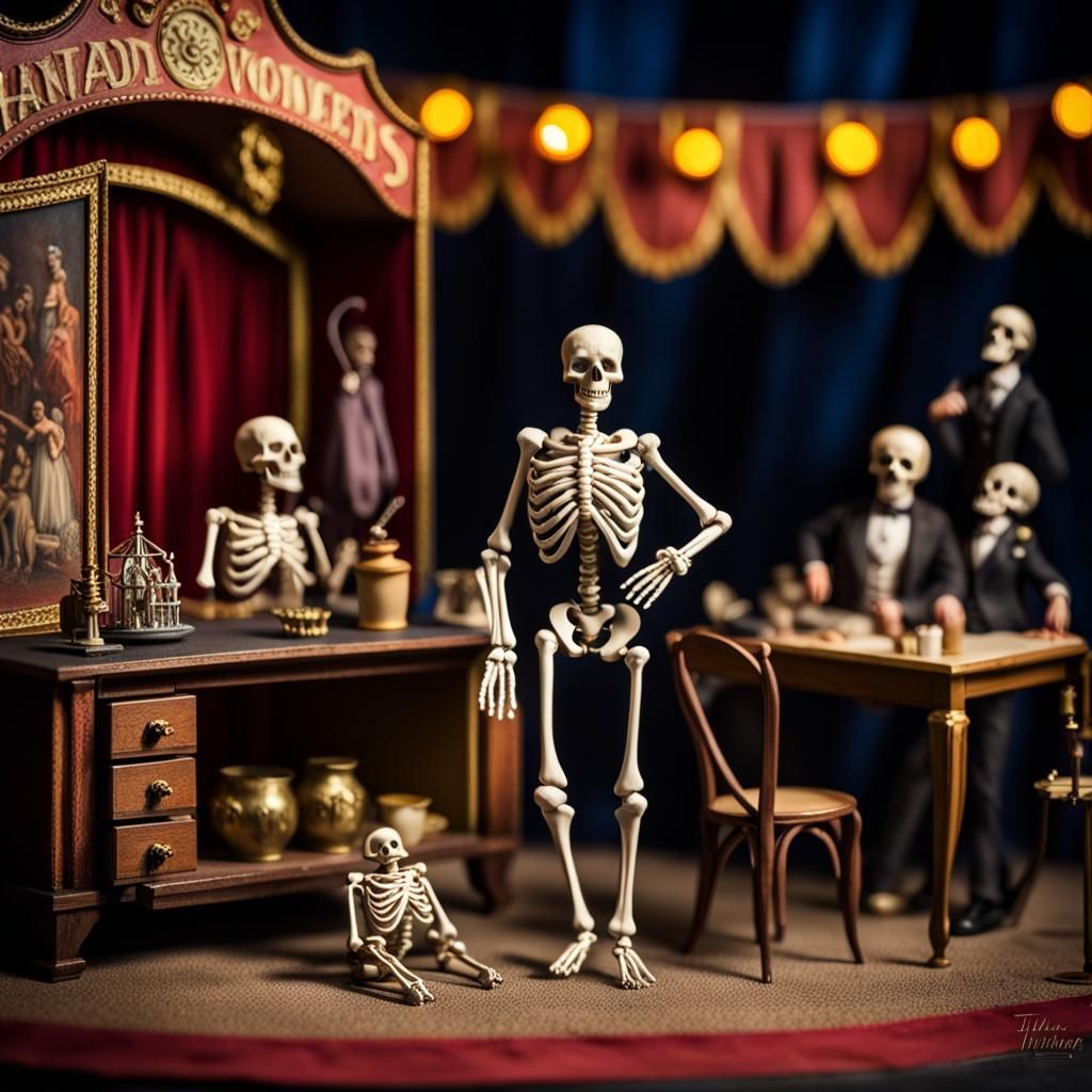 Haunted Skeleton Circus Diorama in 3D