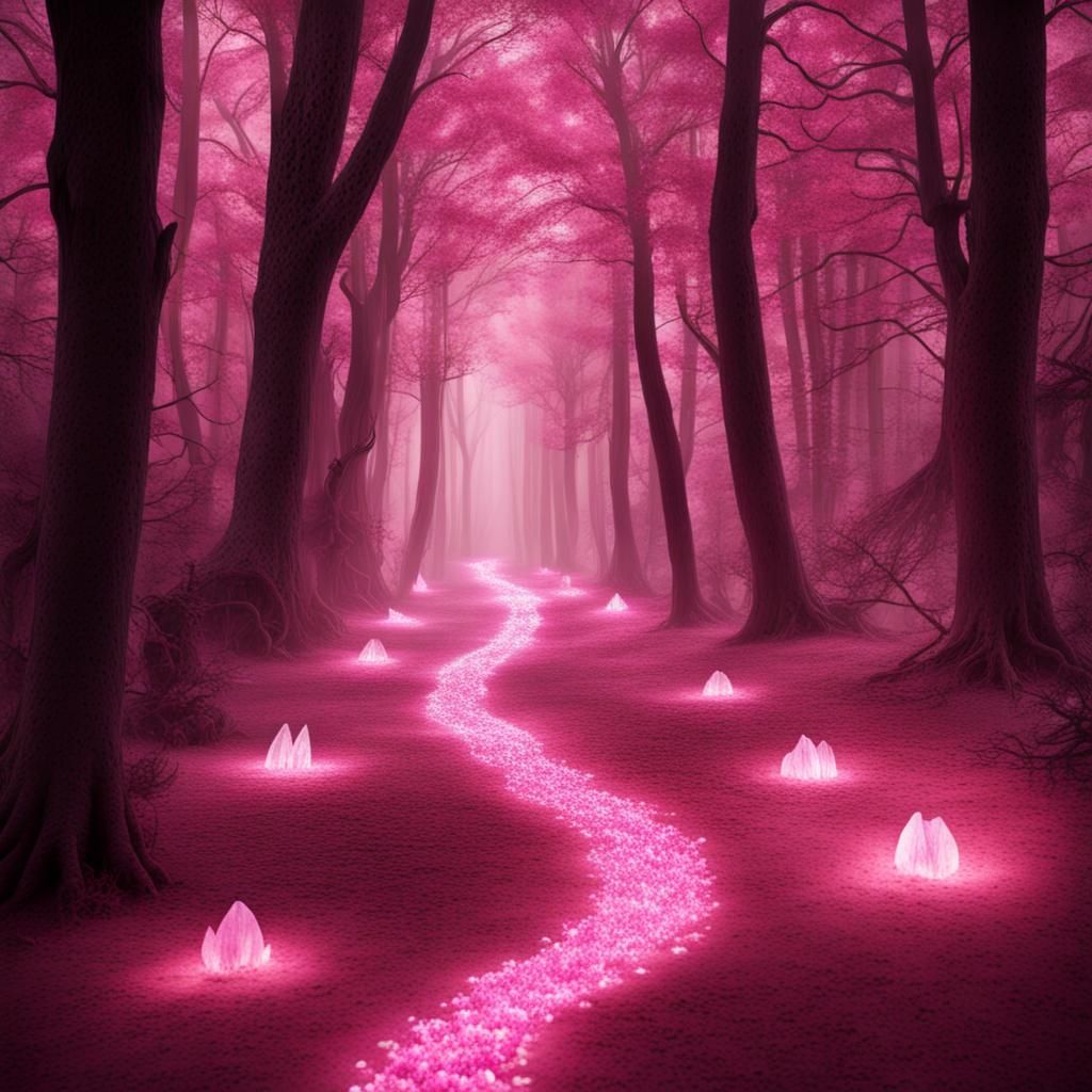 Crystals Light Path Through Ancient Woods