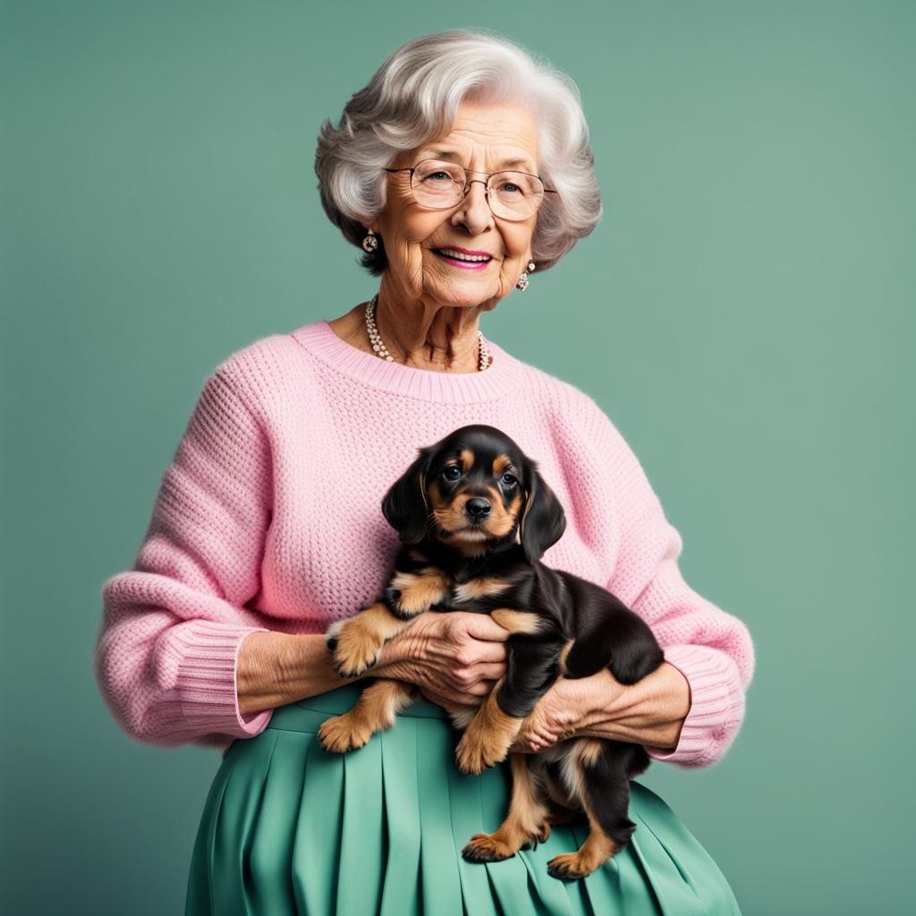 Grandmother Holding Cocker Puppy in 4K