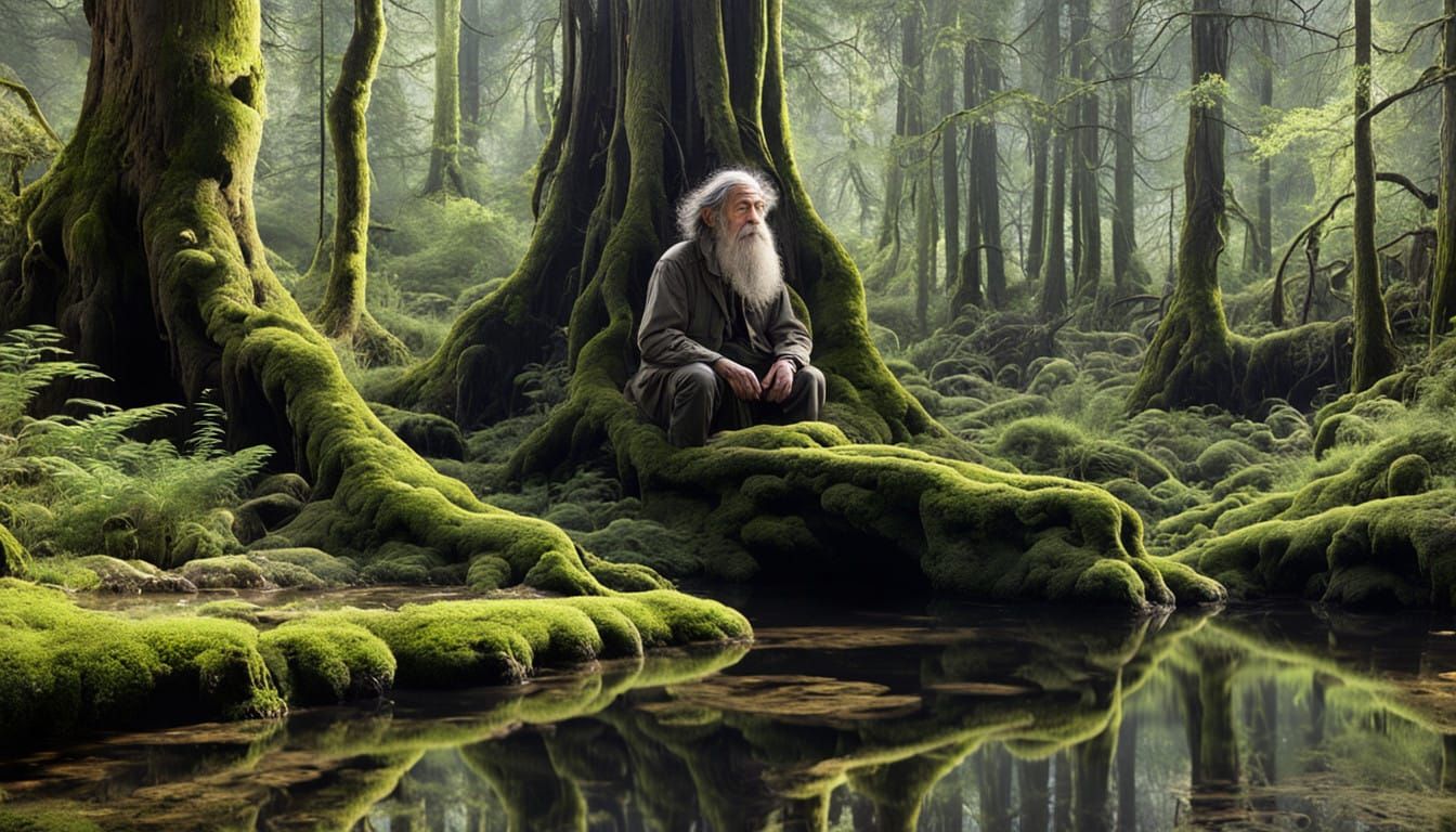 Weathered Wood Sage in Forest Sanctuary