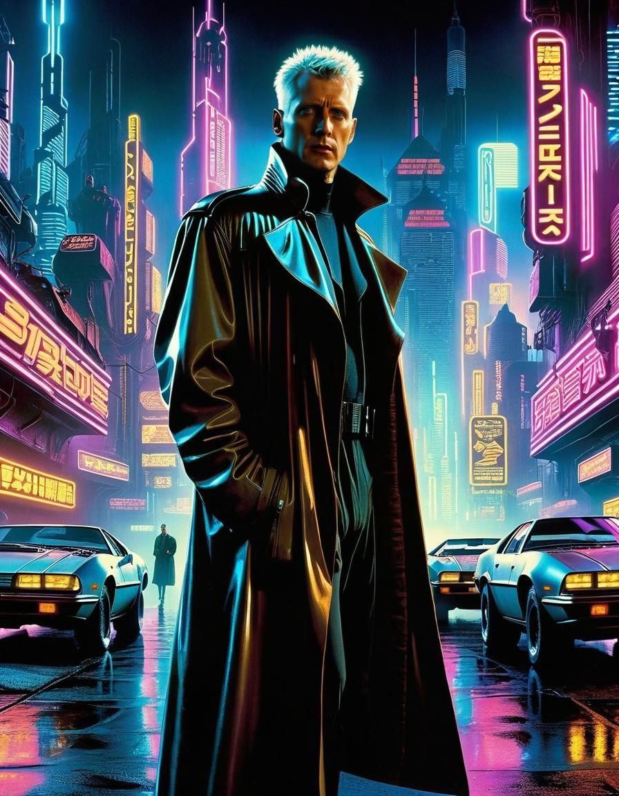 Blade Runner: Roy Batty in Cyberpunk Cityscape