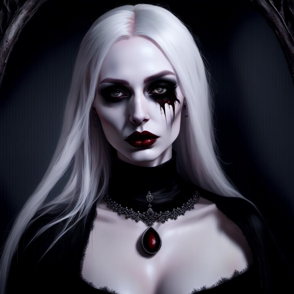 Gothic Woman Portrait with Art Nouveau Elements