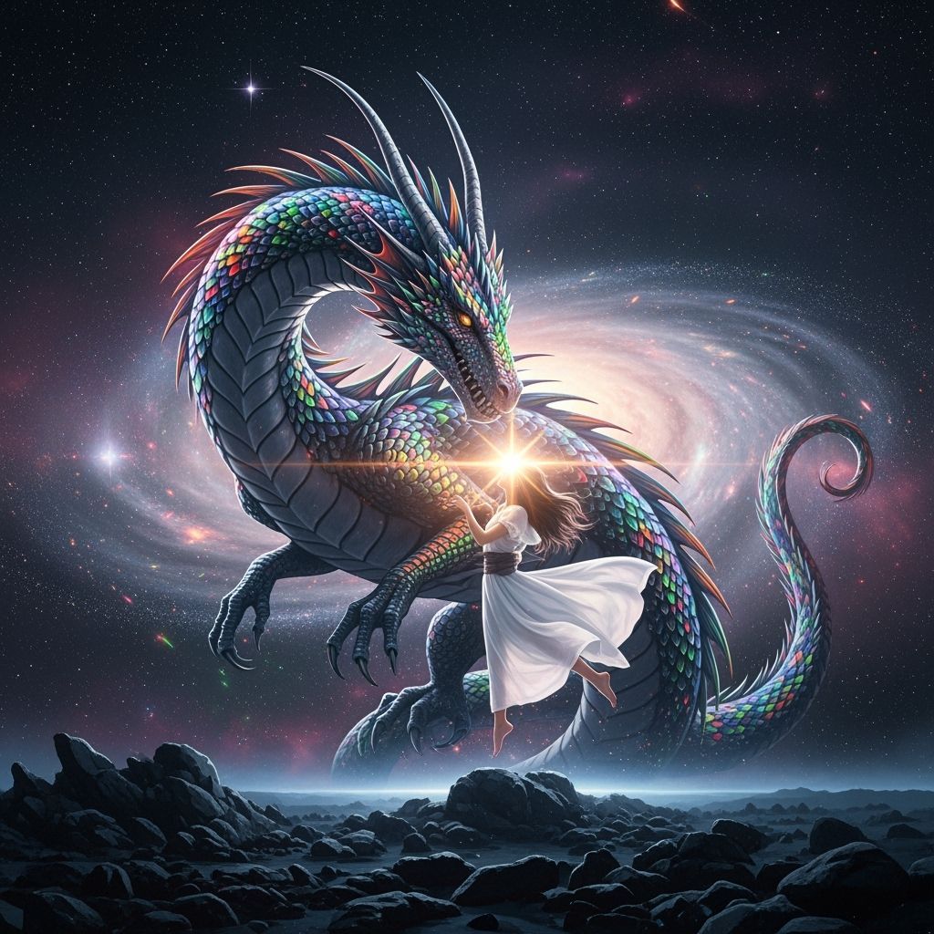 Dragon Embraces a Star in Dystopian Future