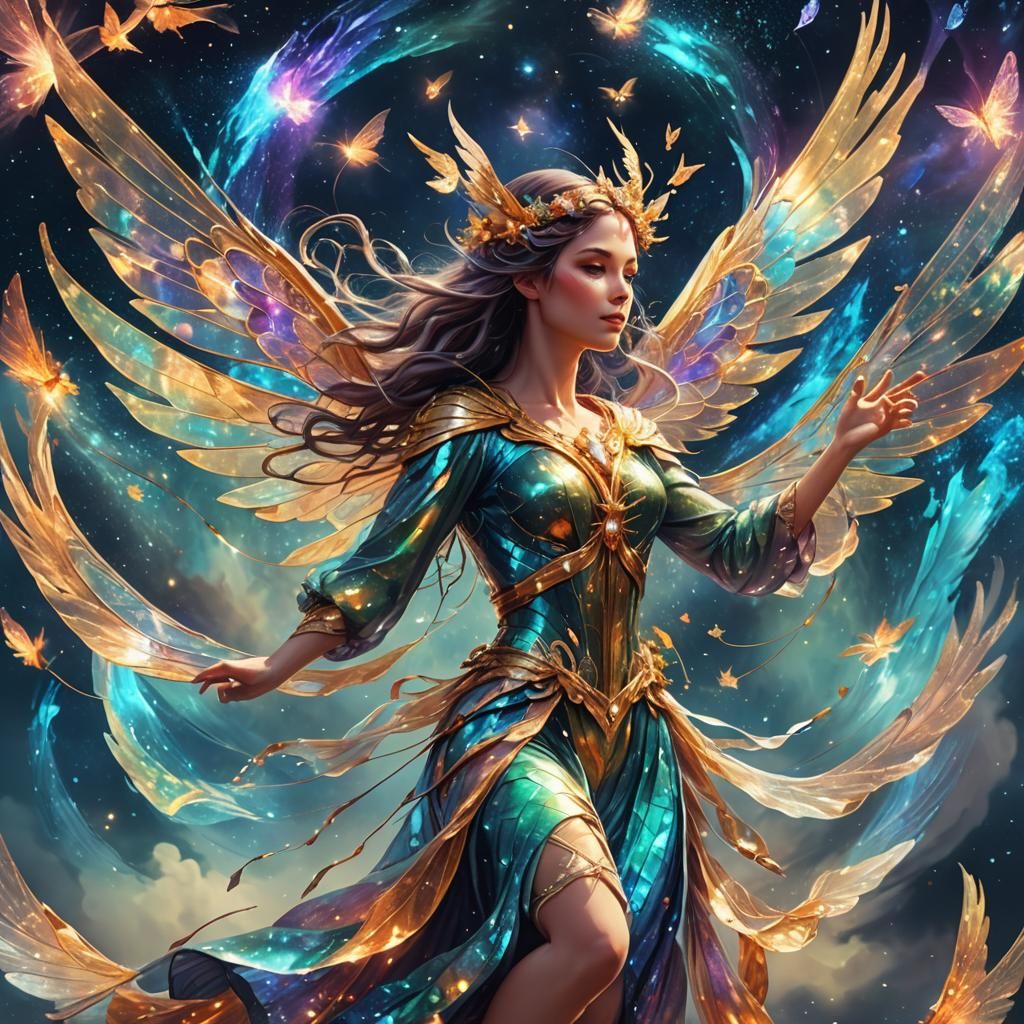Astral Fairy Woman in Flight