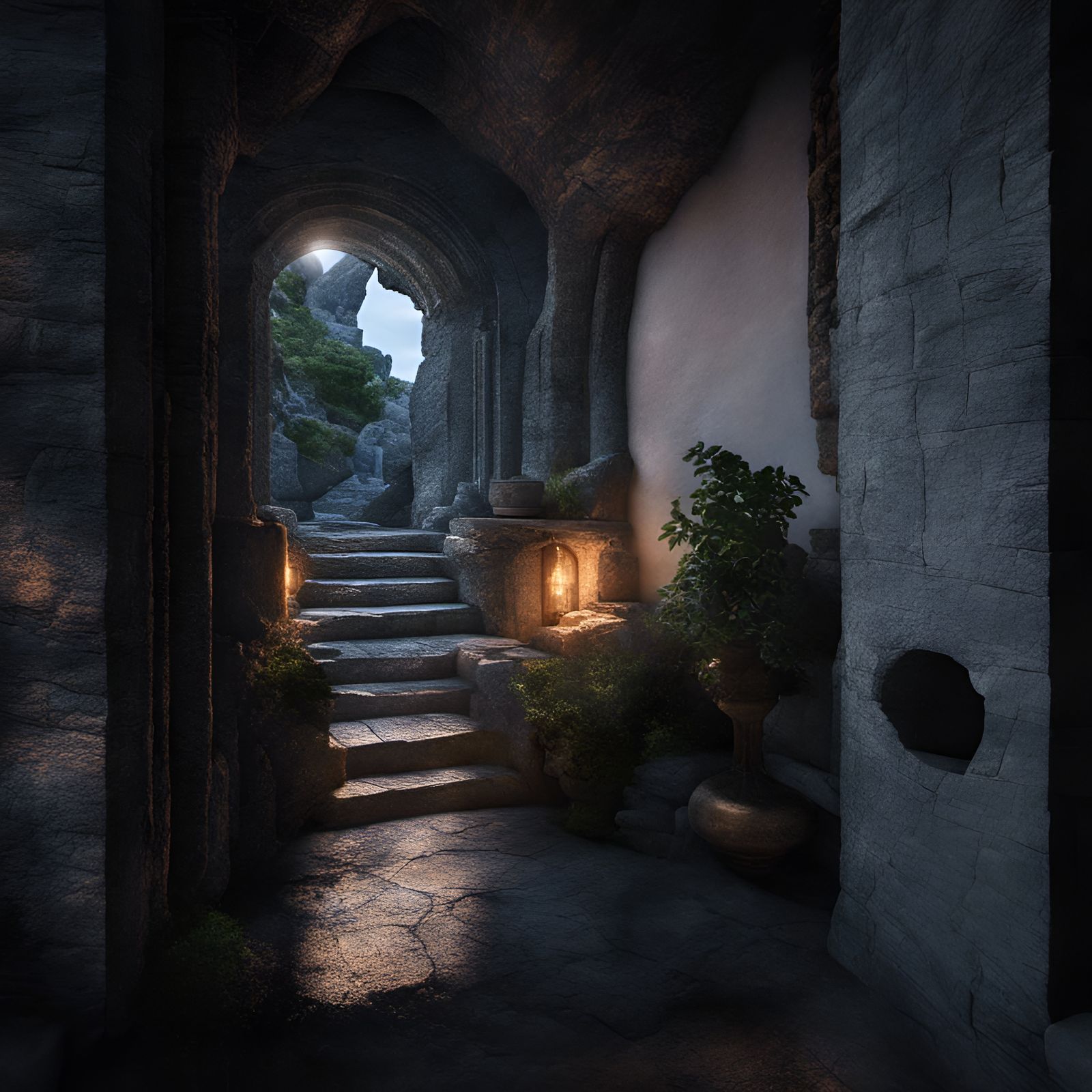 Surreal Rock Singers Portrait with Magic Particles