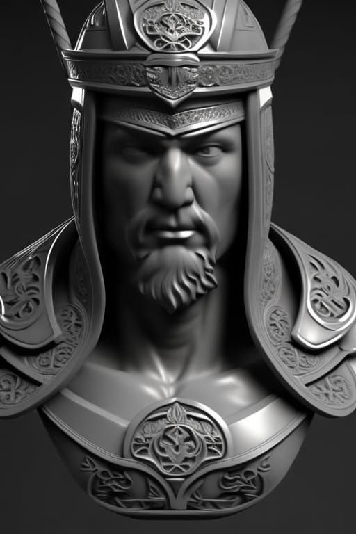 Marble Statue of Ancient Heroic Warrior in 3D