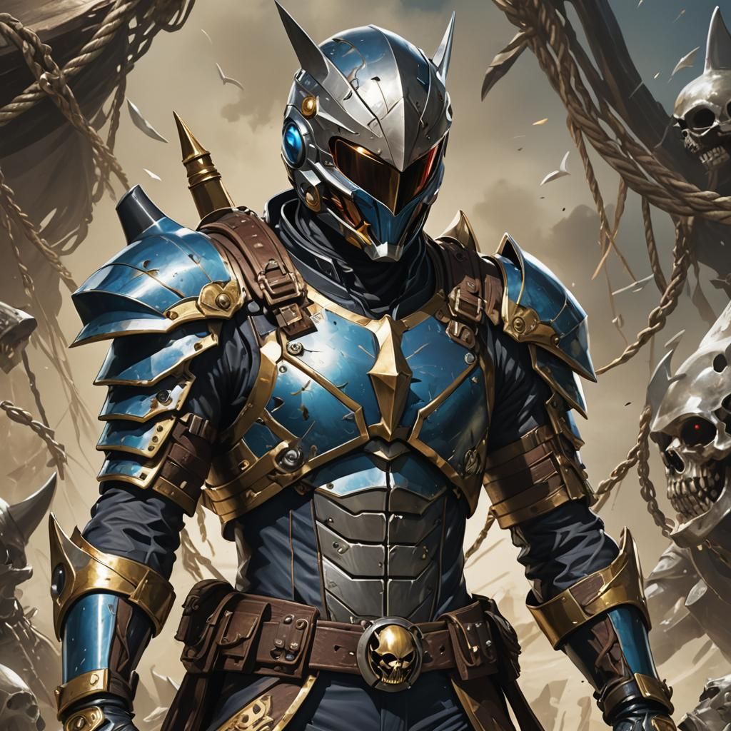 Pirate-Themed Armored Rider in Dark Fantasy Style