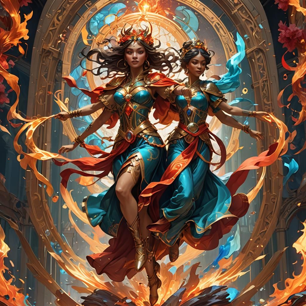 Spectacular Scepter of Fire in Art Nouveau Style