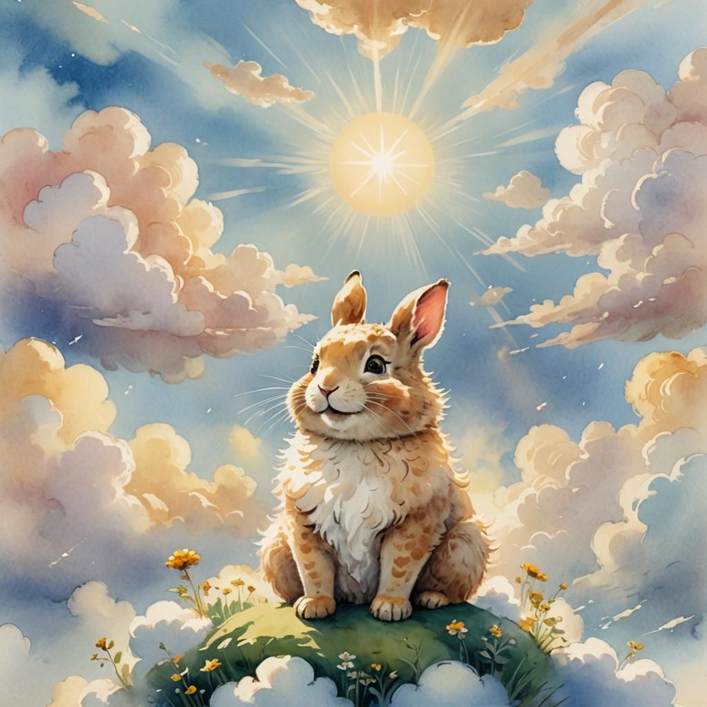 Anthropomorphic Animal in Dreamy Watercolor Style