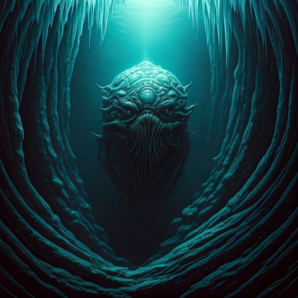 Grotesque Creatures in Dark Deep Sea Abyss