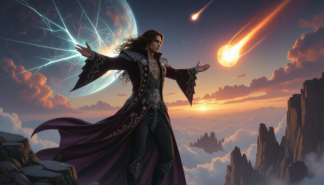 Italian Pop Singer's Cosmic Apotheosis in Digital Painting