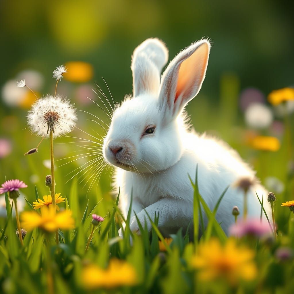 Adorable Baby Rabbit Frolics in a Lush Green Field