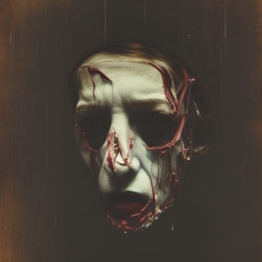 Horrific Distorted Face Close-Up Portrait