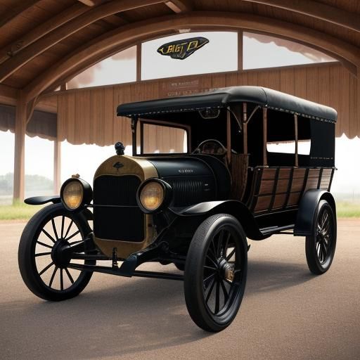 Modernized Conestoga Wagon at Car Show, Hyperrealistic