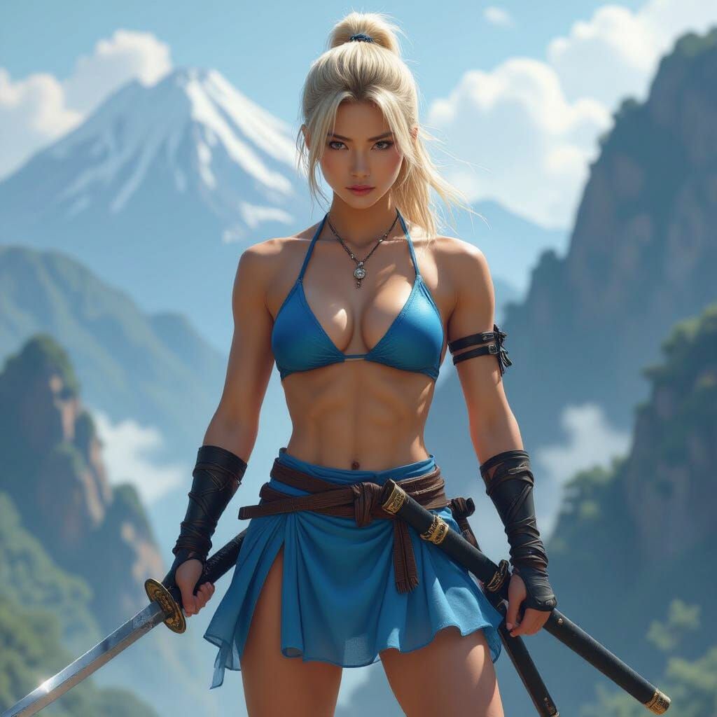 Female Samurai Warrior in Fantasy Outfit
