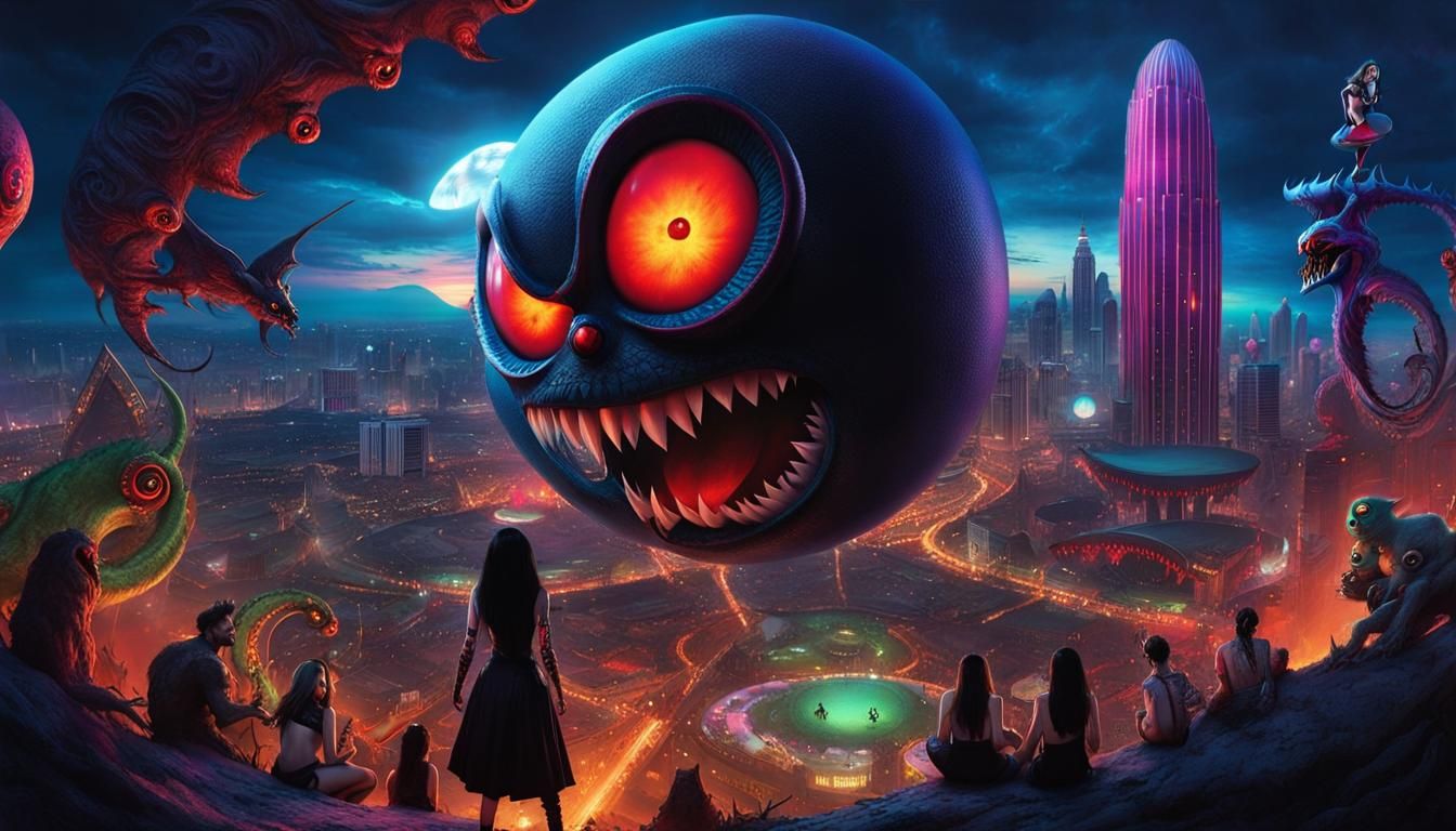 Goth Girl Juggling in Grotesque Underworld