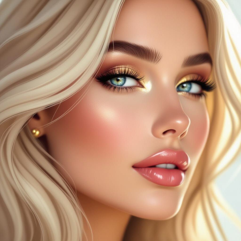 Woman's Profile: Detailed Portrait with Shimmering Accents