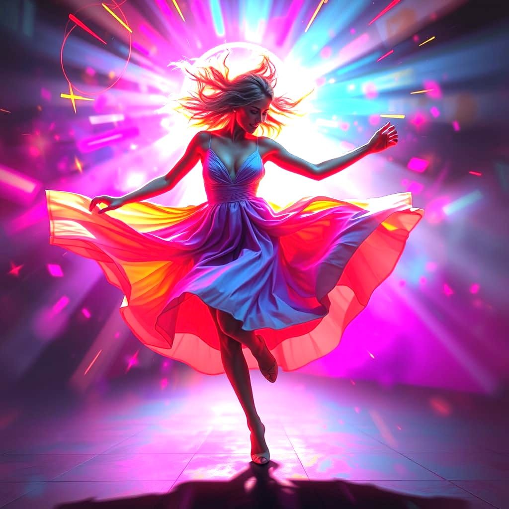 Awesome Woman Dancing with Energy
