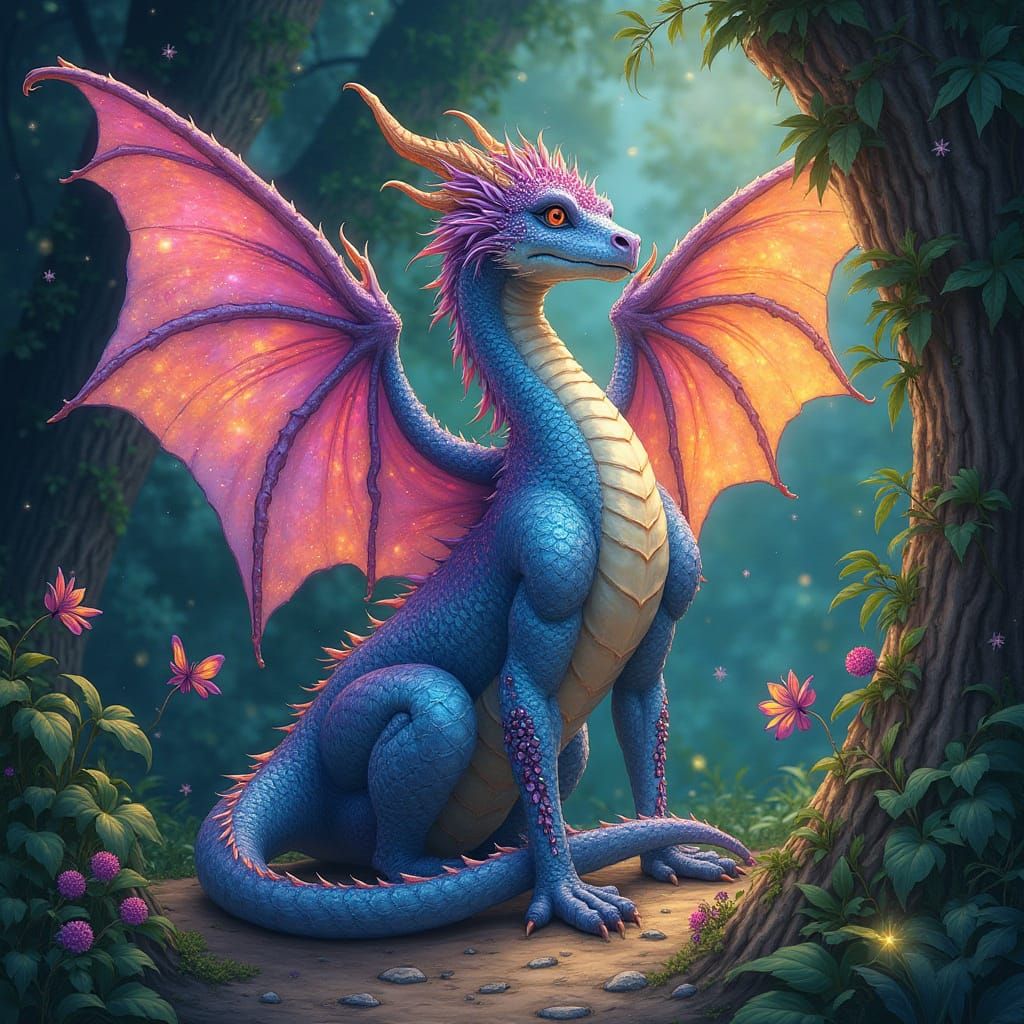 Bejeweled Dragon Mage in Holographic Astral Illustration