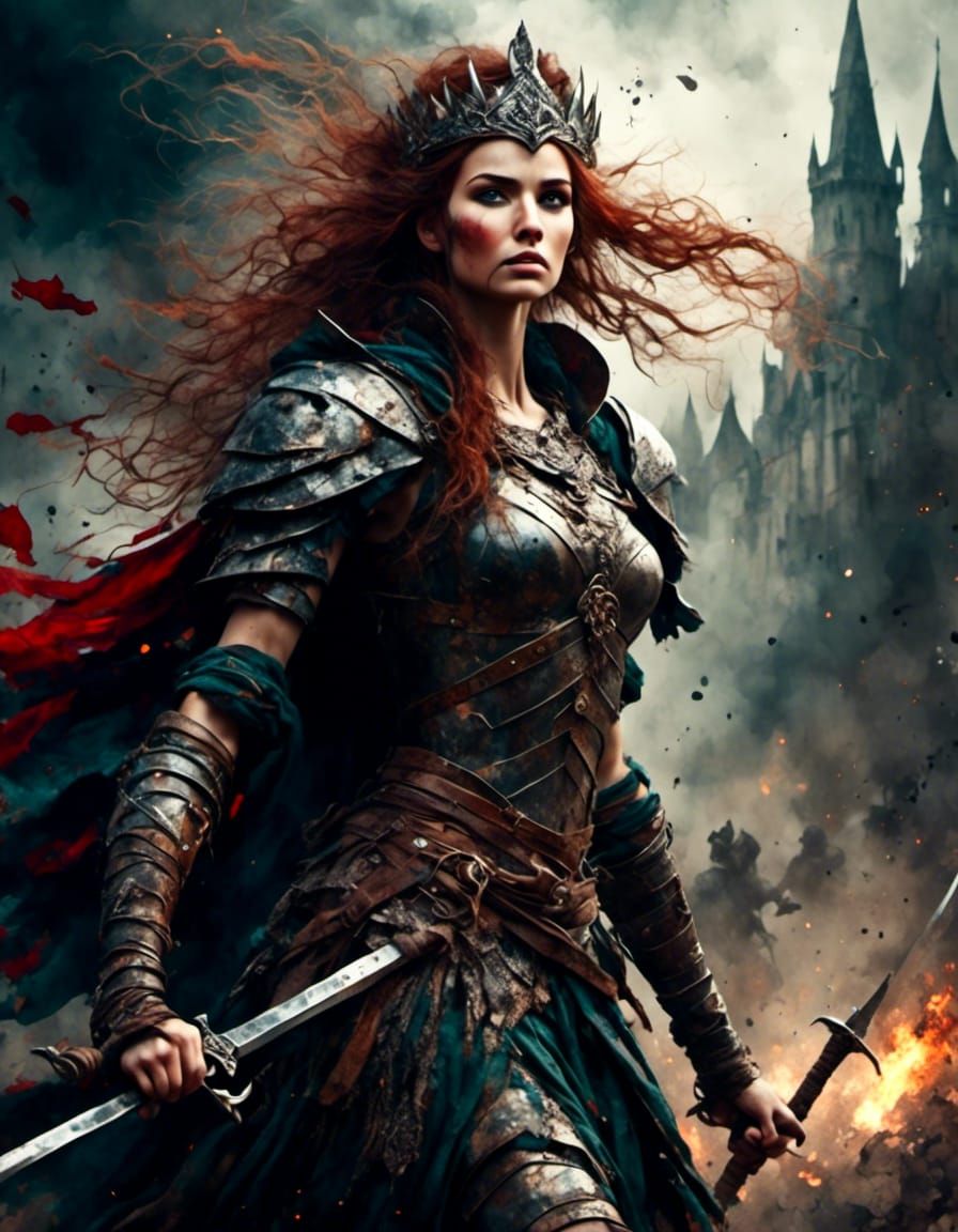 Boudica, Warrior Queen of Britain in Watercolor Style