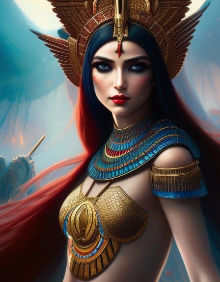 Egyptian Goddess Supermodel in Gritty Concept Art