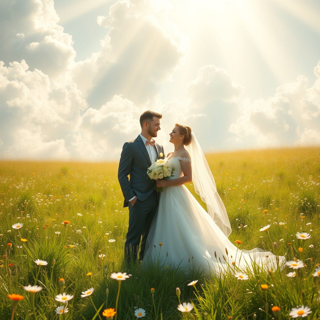 Heavenly Wedding Scene in Dreamy Artistic Style