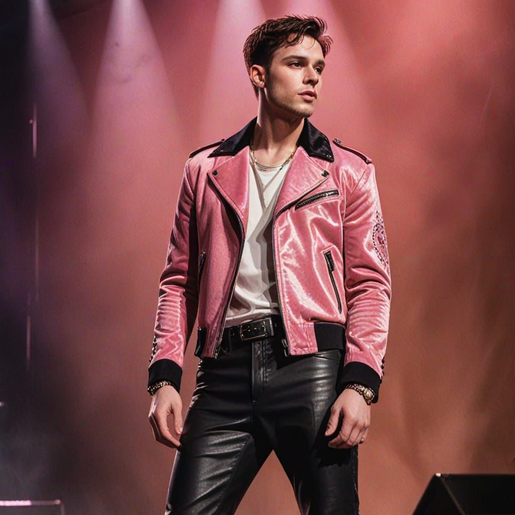 Charismatic Singer in Rose Velvet: Concept Art