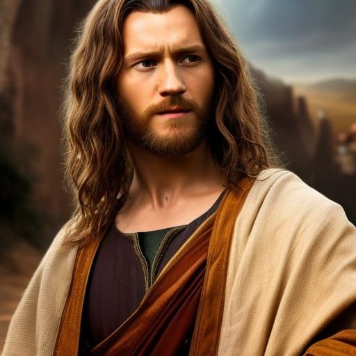 Charismatic Jesus Christ Portrait in Matte Painting Style