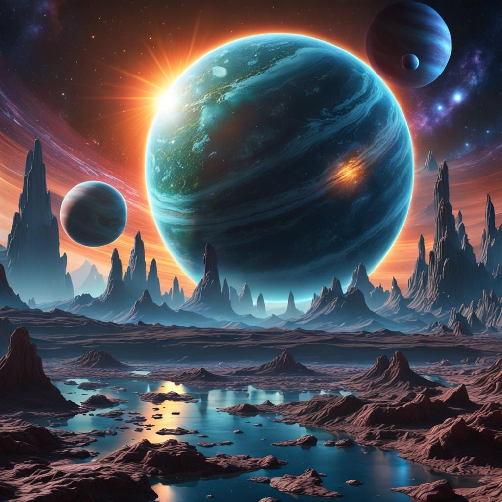 Alien Solar System Concept Art in 8K