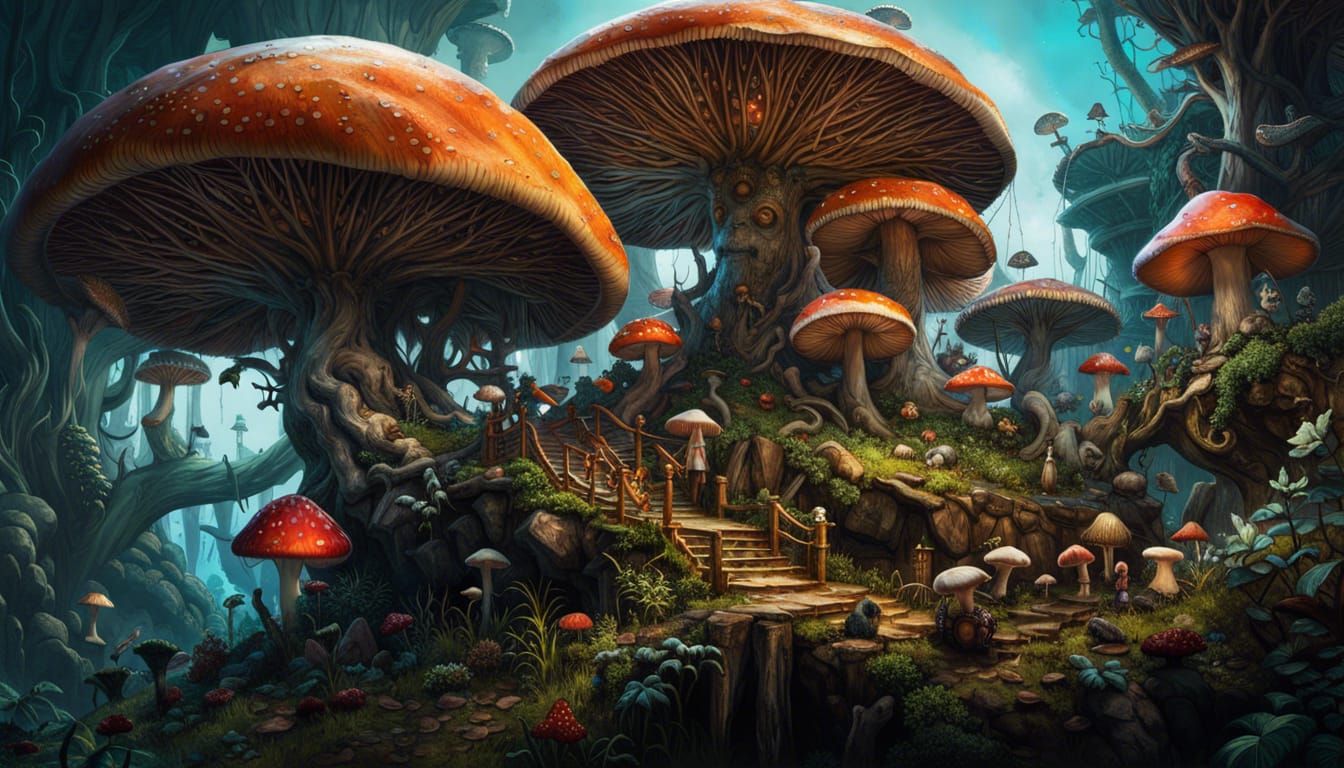 Fantasy Mushroom World: Maximalist 8K Resolution Artwork