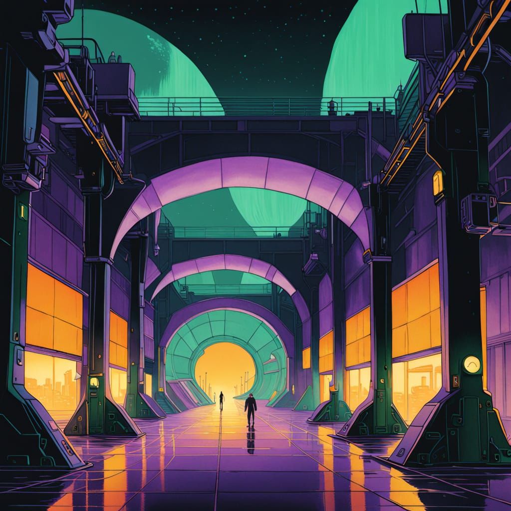 Futuristic Industrial Complex with Bioluminescent Accents