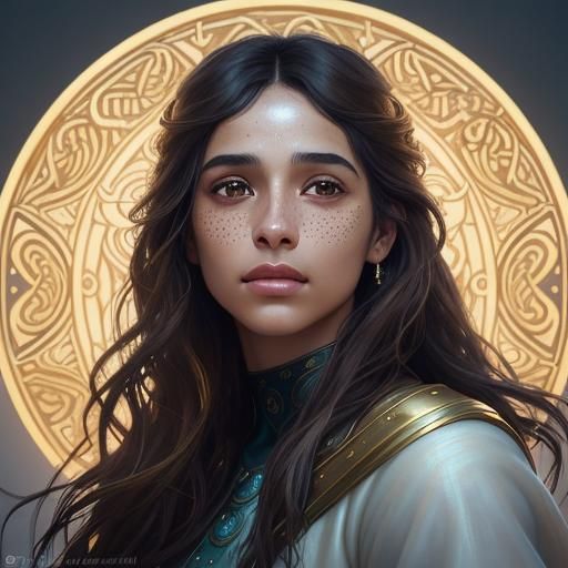 Naomi Scott Portrait in Art Nouveau Style