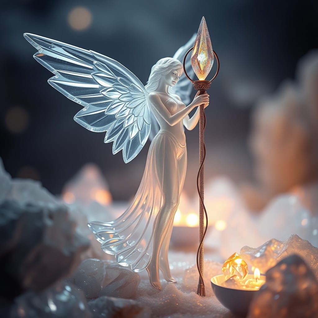 Crystal Angel in Ethereal Surrealism Style