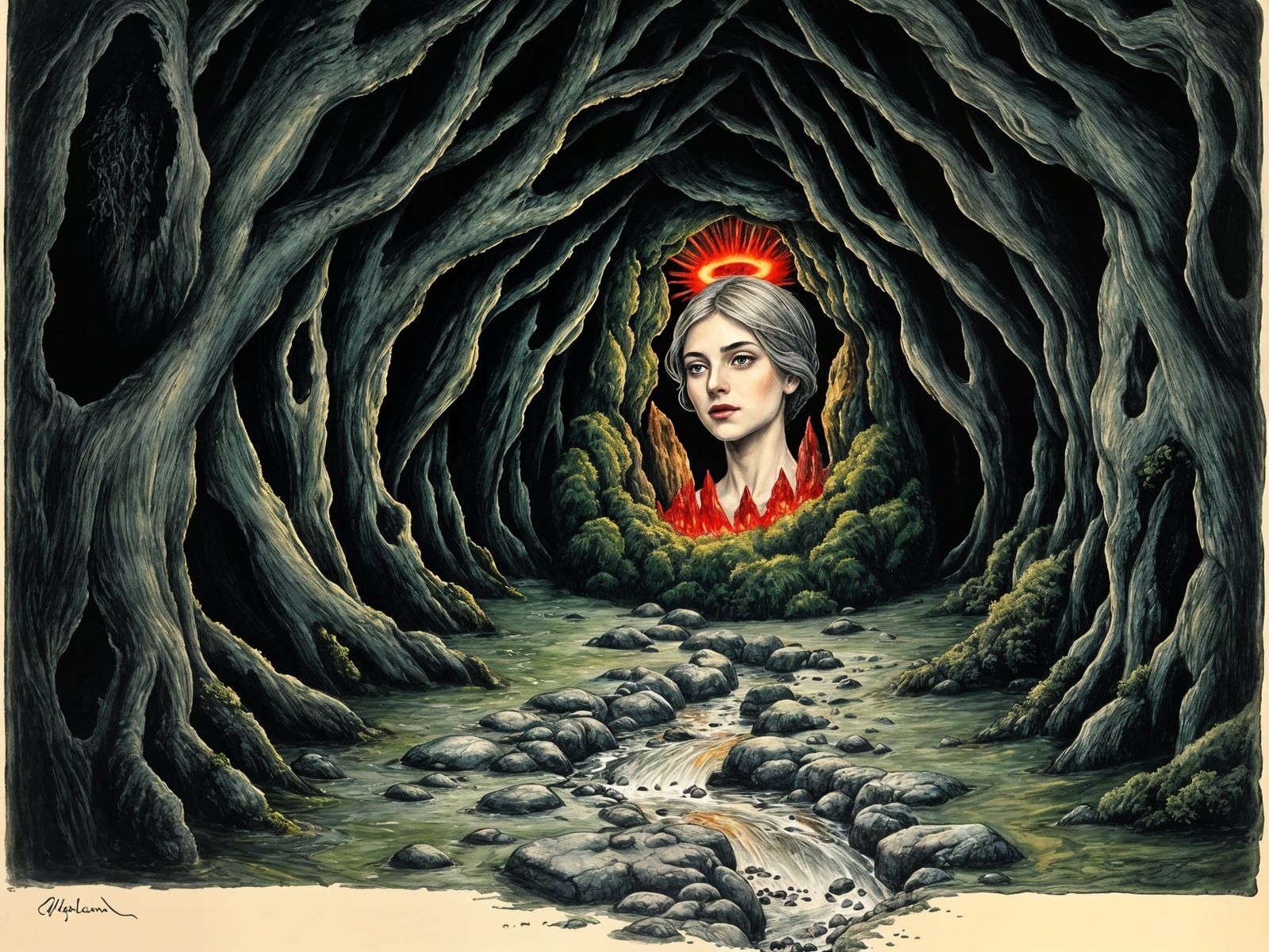 Ancient Cave of the Crimson Crystal