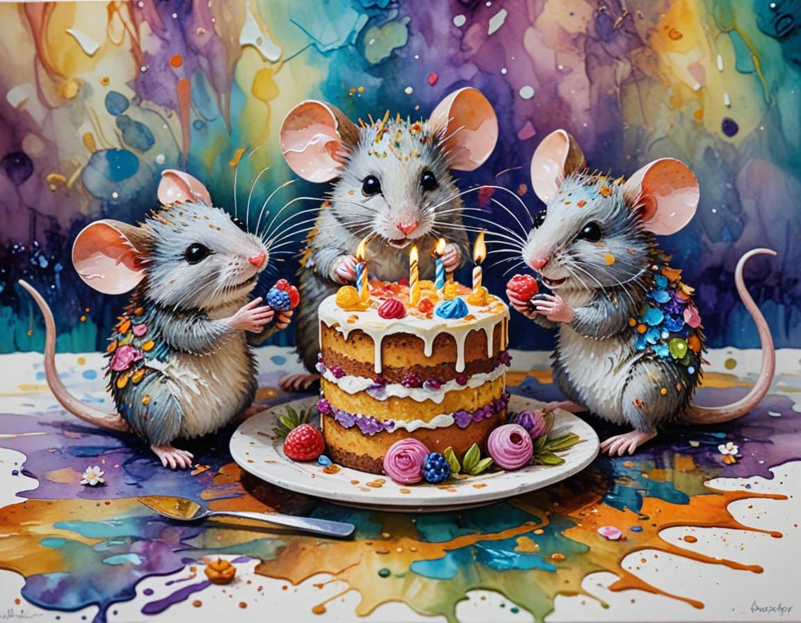 Vibrant Birthday Scene in Impasto Art Style