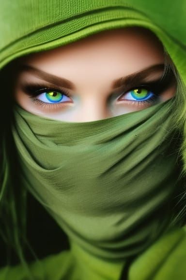 Beautiful Emerald Green Eyes Portrait