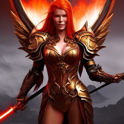 Valkyrie with Dragon Wings in Dark Fantasy Art