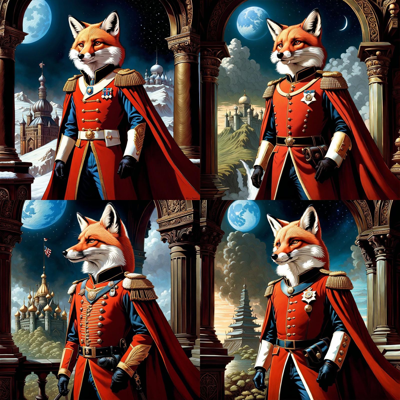 Fox Captain in Royal Uniform: Digital Matte Painting
