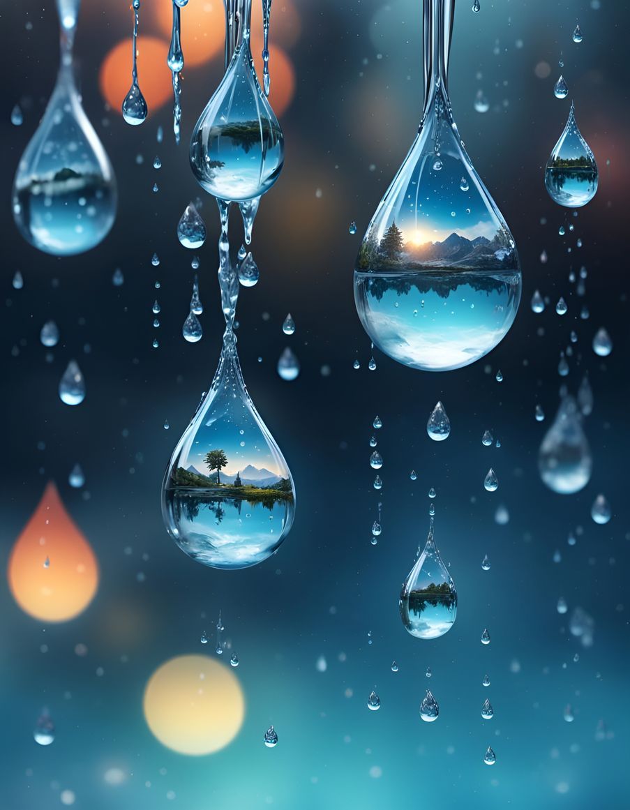 Memory Reflections in Water Droplets: Digital Art