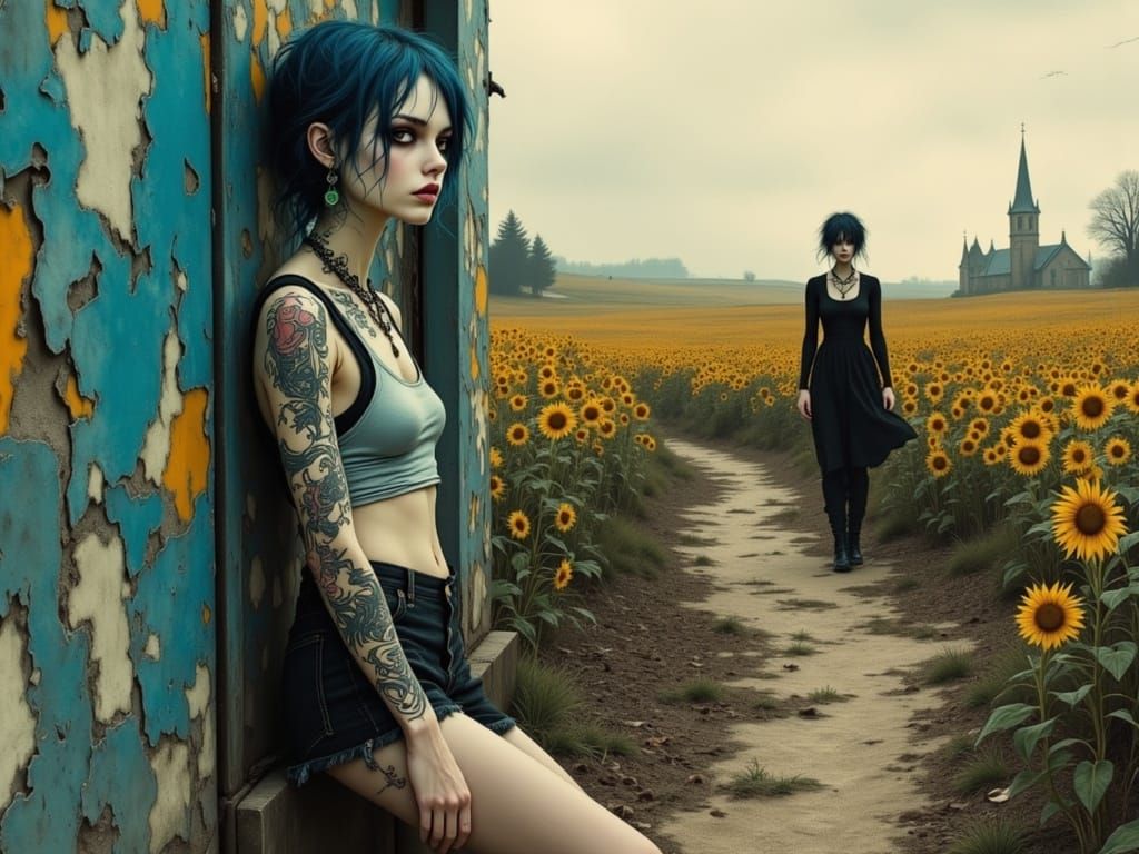 Surreal Encounter in a Dreamlike Landscape