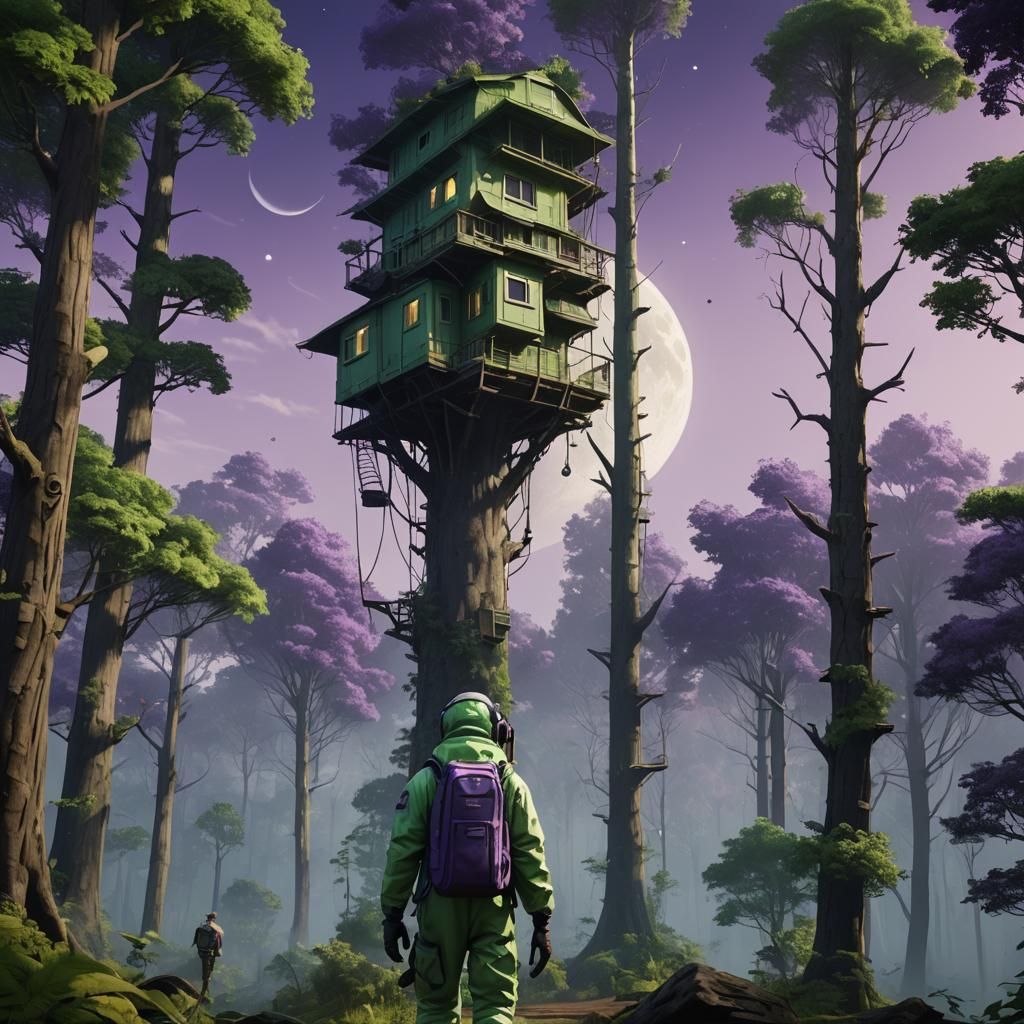 Ethereal Forest with Treehouses in Unreal Engine