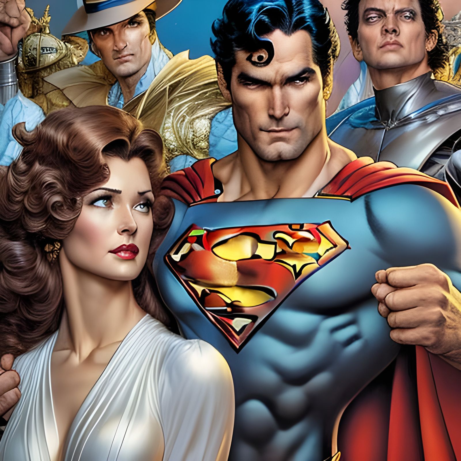 Superman and Batman in Rococo Style Cafe