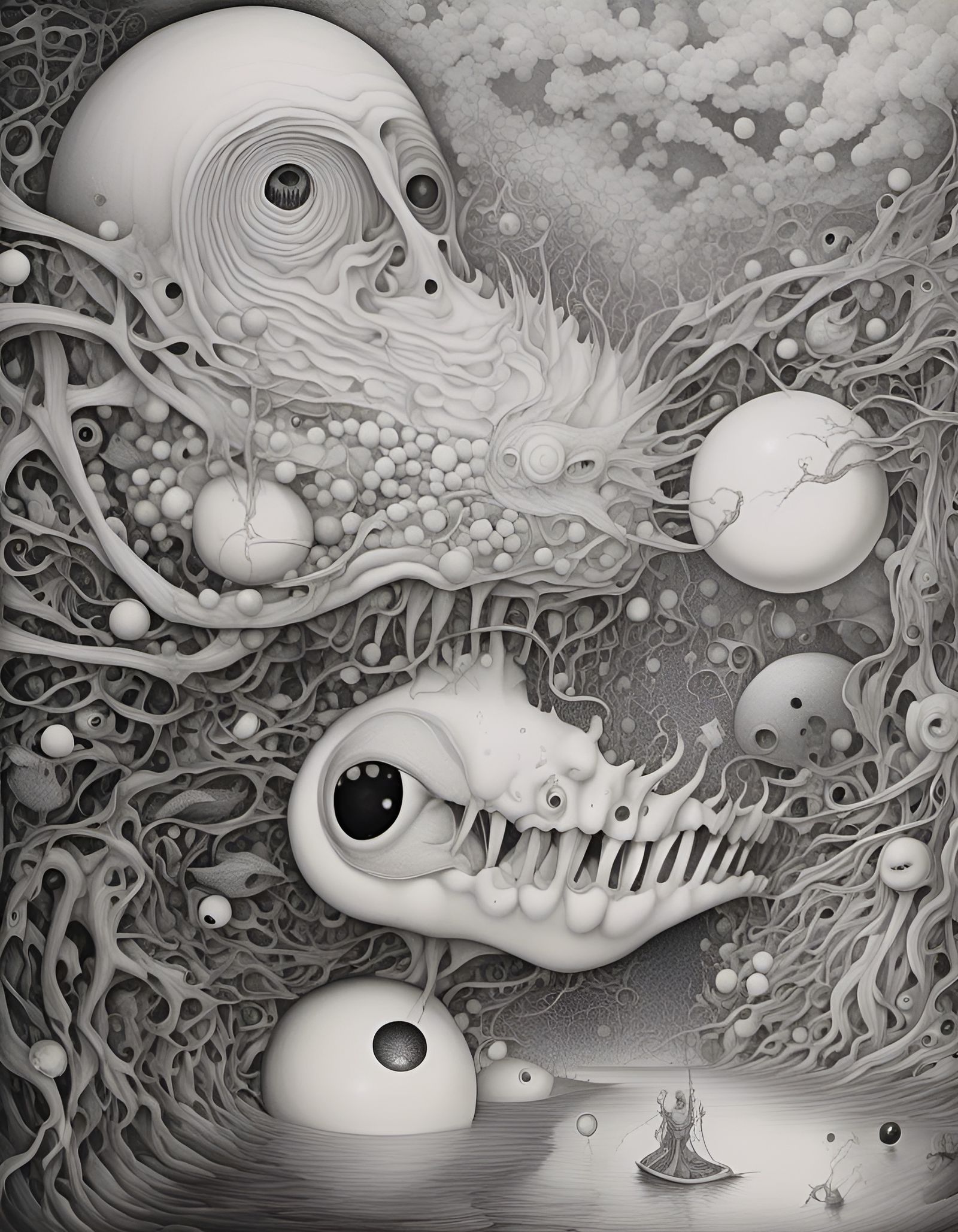 Surreal Pencil Drawing with Apocalyptic Elements
